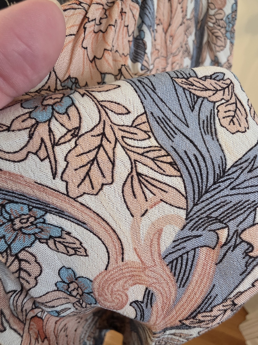 Meritt Floral V-Neck Peasant Blouse - Peach & Blue - Picture 8 of 16